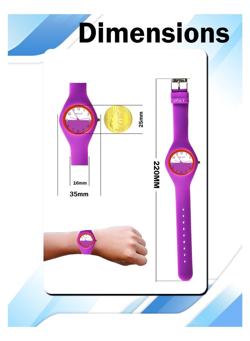 SPIKY Round Casual Analog Watch for Kids- Girl -Purple Color - Image 3